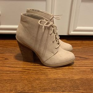 Beige Suede Booties - size 8 **worn once